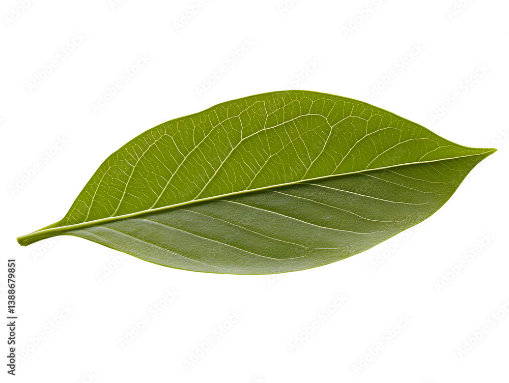Obraz premium Isolated Green Leaf Photo on Transparent Background Realistic Macro Detail