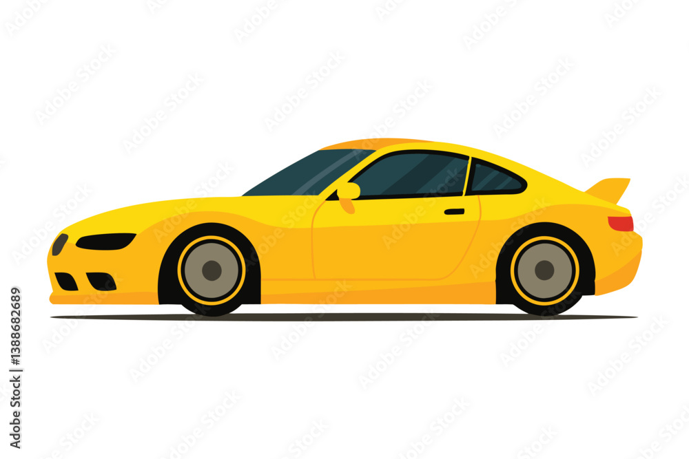 Yellow sports car and taxi isolated on white background Yellow sports car and taxi isolated on white background