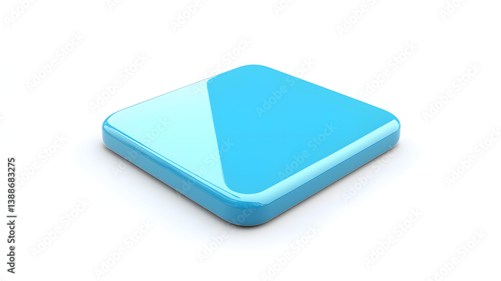Blank Mobile application icon, button - blue square with round corners. 3d rendering, white background Blank Mobile application icon, button - blue square with round corners. 3d rendering, white background