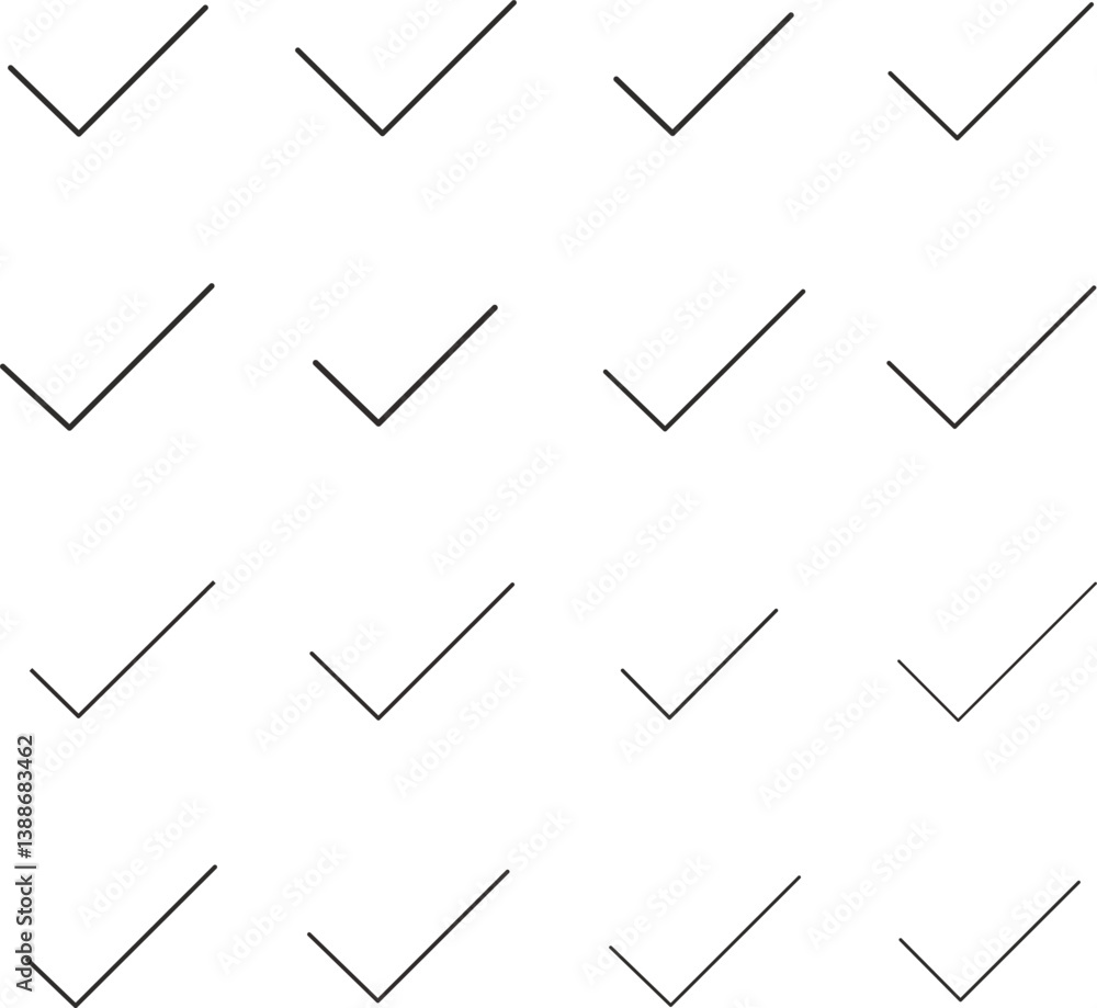 Check or tick icons. Big set of black check or tick icons for design. Check symbol isolated
