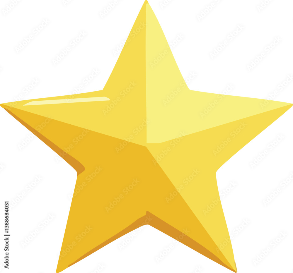 Golden star isolated. Christmas stars of various shapes. Realistic 3d metallic