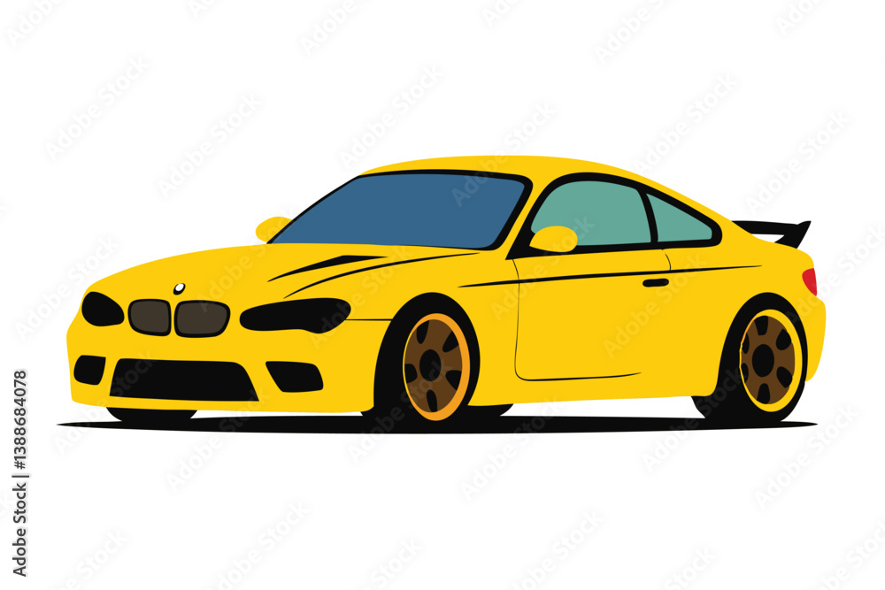 Yellow sports car and yellow taxi car isolated on white background Yellow sports car and yellow taxi car isolated on white background