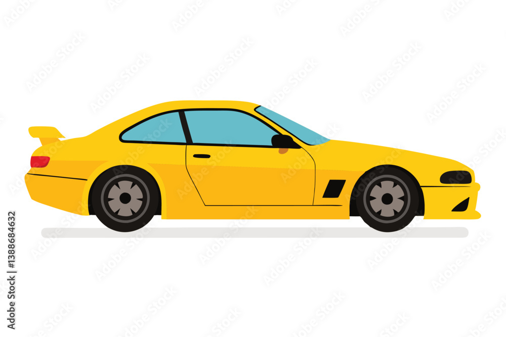 Yellow sports car isolated on white background with sleek design and fast luxury appeal Yellow sports car isolated on white background with sleek design and fast luxury appeal