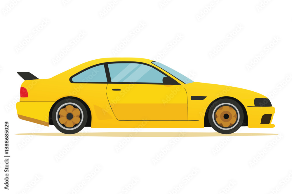Yellow sports car and toy car isolated on white background Yellow sports car and toy car isolated on white background