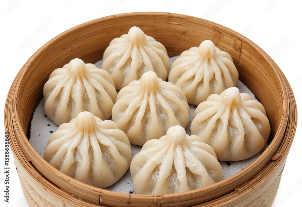 Steamed pork soup dumplings Xiao long bao in bamboo steamer, isolated on white. Traditional Taiwanese cuisine, steamed savory meat buns. Asian gourmet snack close-up shot. Steamed pork soup dumplings Xiao long bao in bamboo steamer, isolated on white. Traditional Taiwanese cuisine, steamed savory meat buns. Asian gourmet snack close-up shot.