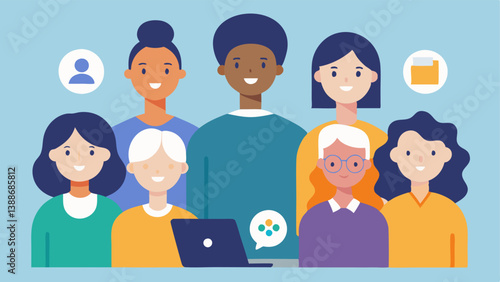 Community of Investors A silhouette of diverse individuals young and old coming together around a digital platform showing inclusivity in microinvesting opportunities.