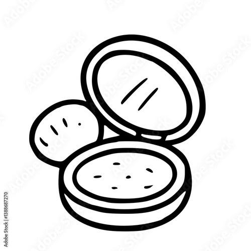 Hand Drawn Face Powder Compact