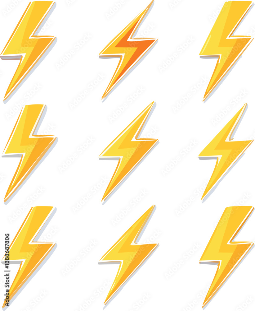 Lightning icon set. electric icon vector. power icon. energy sign