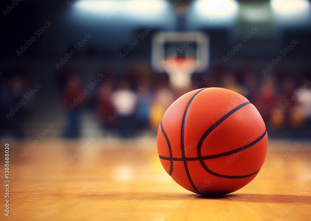 Basketball ball on a blurred basketball court background
Basketball ball on a blurred basketball court background