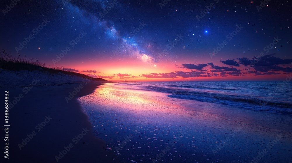 Fototapeta premium Milky Way Sunset Beach Sunrise Reflection