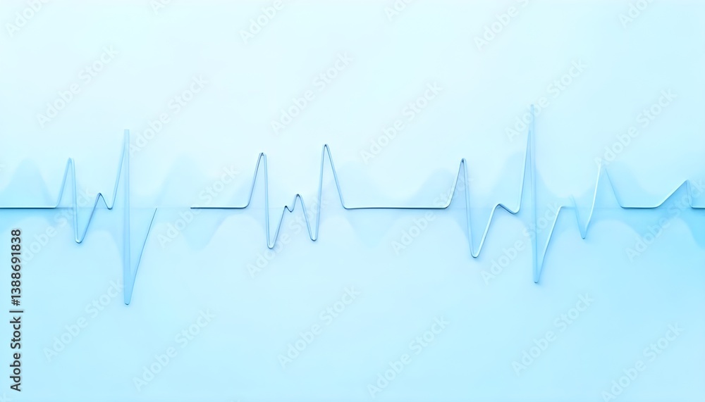 Abstract heartbeat waveforms in soft blues and whites on a light background, perfect for cardiovascular health themes Abstract heartbeat waveforms in soft blues and whites on a light background, perfect for cardiovascular health themes