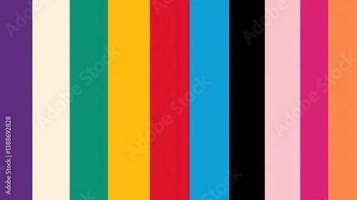 A modern visually striking digital artwork featuring a bold and vibrant arrangement of multicolored stripes in a minimalist geometric pattern
