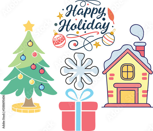 Wallpaper Mural happy holyday vector art illustration Torontodigital.ca