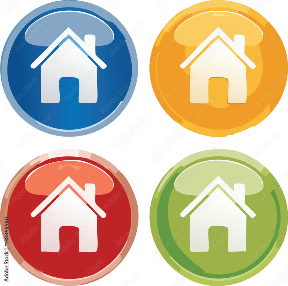 Home button icons set. Home page icon. Simple house symbols. Building icon. Vector