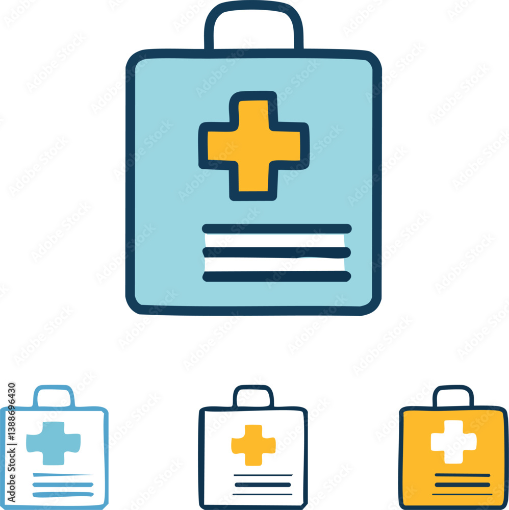 Obraz premium Medical editable stroke outline Icons set. Hospital, patient, medicine, pharmacy, nurse, prescription