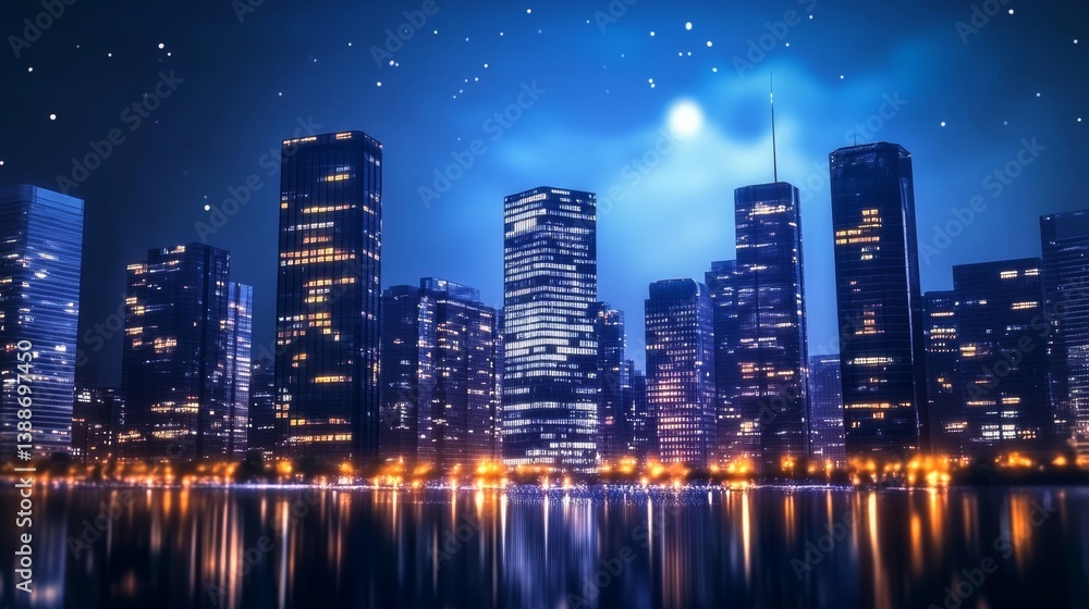 Obraz premium 綺麗なビル群の夜景