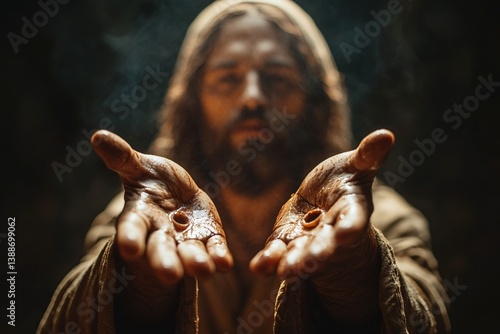 After resurrection, Jesus appeared to disciples after resurrection showing nail holes in his hands