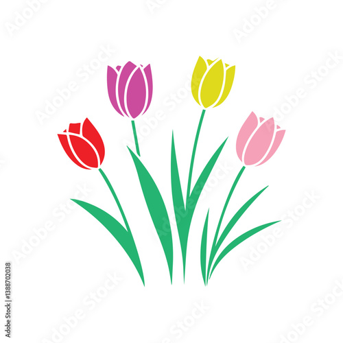 Minimalist tulip flower icon on white background. Spring flower concept vector.