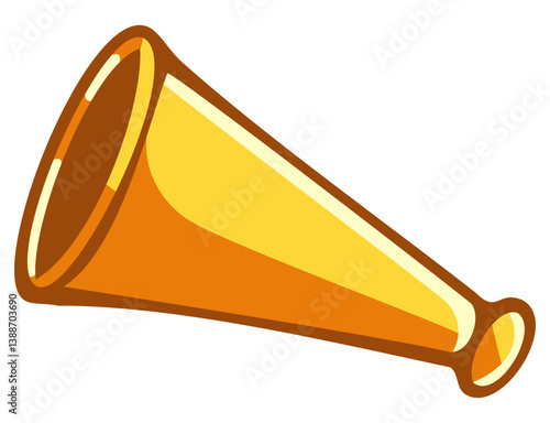 Golden party horn blowout. Editable color vector
