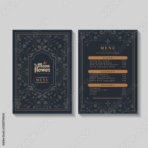 Vintage Floral Restaurant Menu Illustration