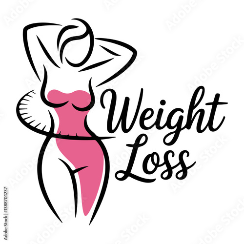 Elegant Weight Loss Logo with Stylized Female Figure

