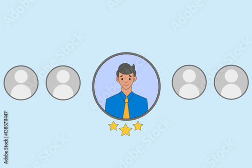 Searching for Best Candidate for the Company Concept. Representing the Best Employee in the Company. Best Candidate for the Job. HR chooses skilled interviewees. Flat Vector Design