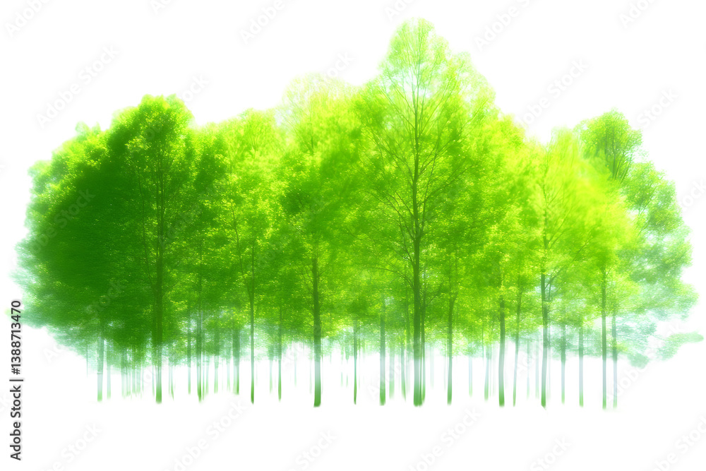 Obraz premium Isolated Photo Of Lush Green Trees Against Transparent Background