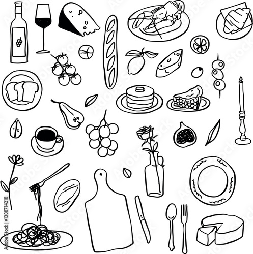doodle style illustration of dinner