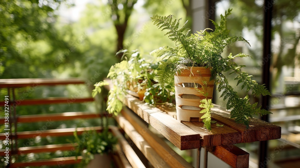 Fototapeta premium Generic Balcony Fern Perspective Breeze Delicious Fresh
