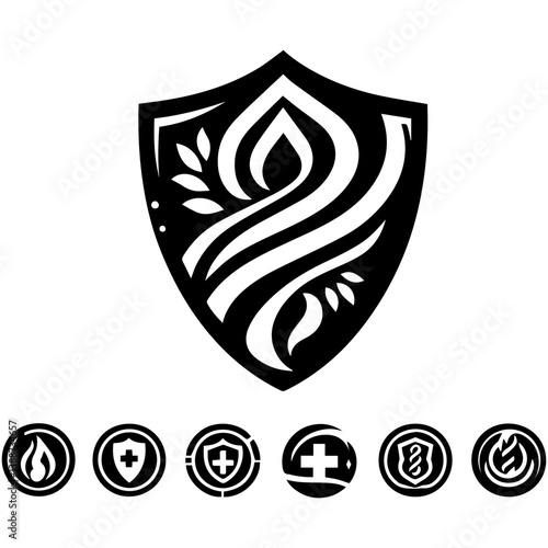 Aspire shield designs with unique stylish artistic abstract vector illustration elements
