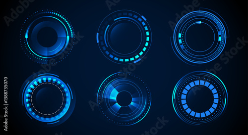 Set of abstract futuristic technology circle. Technology background design. vector