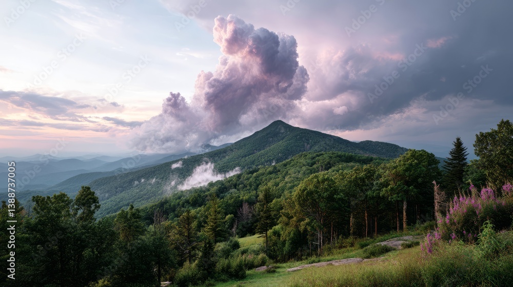 Obraz premium Generic Appalachian Peak Overview Storm Cloud Pastel