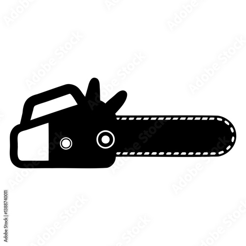 Electric Chainsaw Silhouette Vector Illustration Black Outline Isolated on Transparent Background for Graphic Design