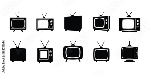 television silhouette vector, Set of retro television silhouette.