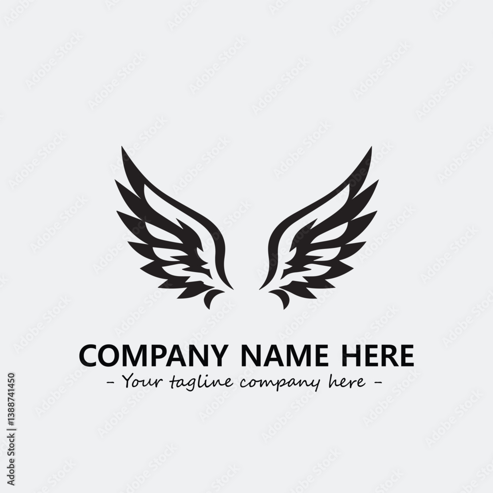 Obraz premium Wing illustration black and white for logo company vector image 