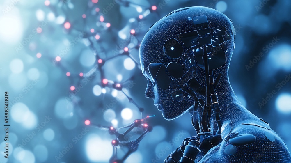 Cybernetic Woman: A Mesmerizing Digital Portrait in Blue Cybernetic Woman: A Mesmerizing Digital Portrait in Blue