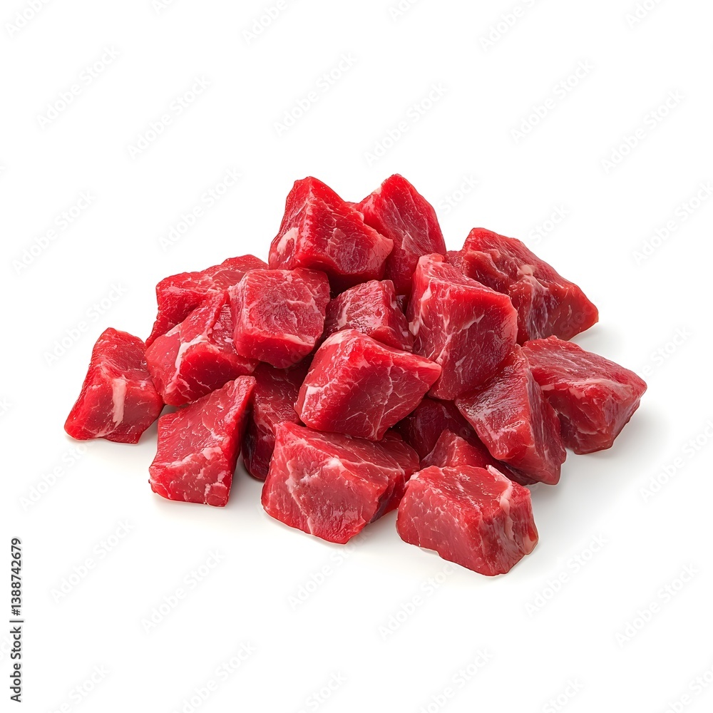 Obraz premium beef chunks on a white background