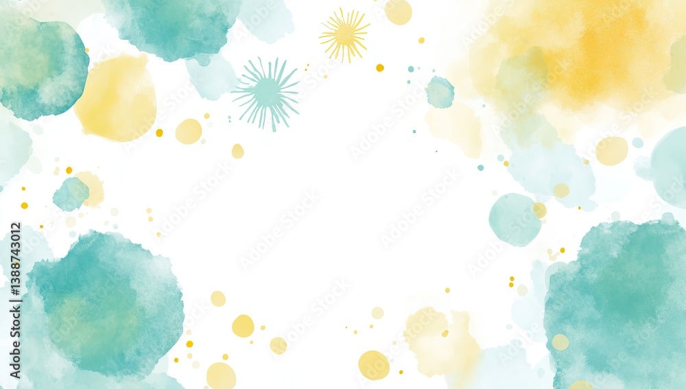 Abstract watercolor background with teal and yellow splotches Abstract watercolor background with teal and yellow splotches