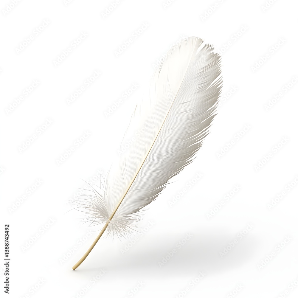 Fototapeta premium Delicate white feather in a minimalist studio setting