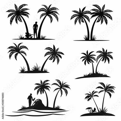 set of palm trees