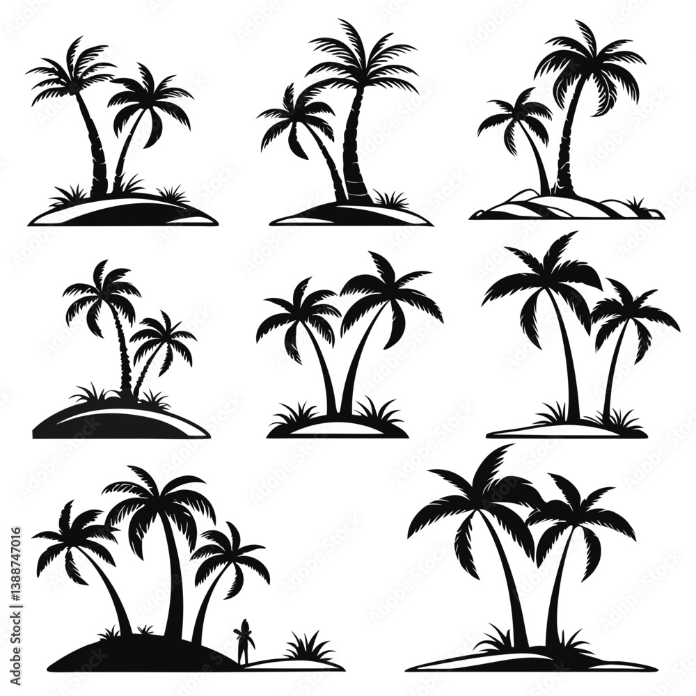 set of palm trees set of palm trees