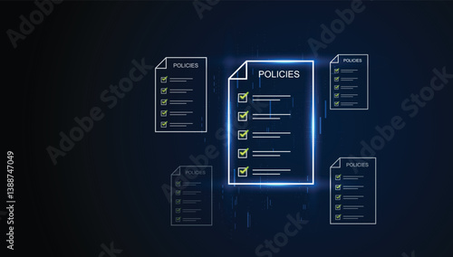  Digital Policy Compliance and Management Concept. vector illustration