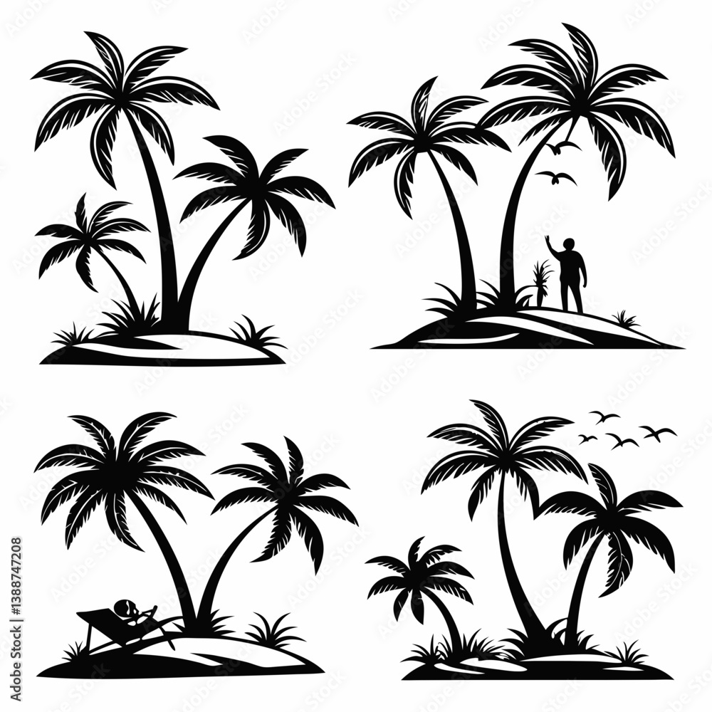 Fototapeta premium set of palm trees