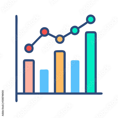 Bar Chart Data Points Icon Design
