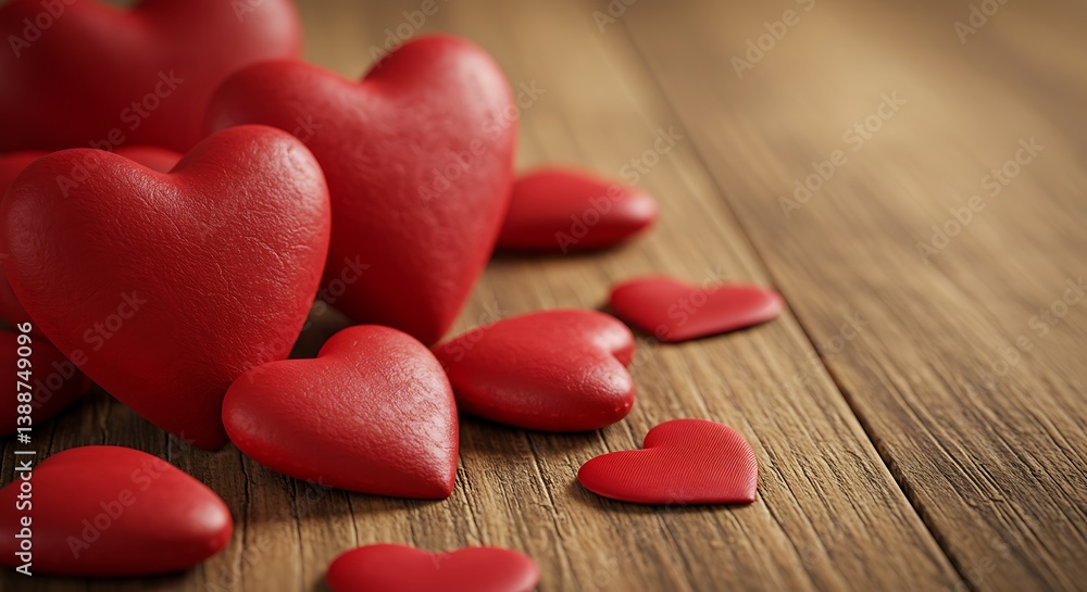 Obraz premium Rustic Red Hearts: A Love-Filled Moment AI Generated