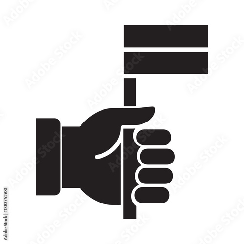 Hand holding flag icon. Icon symbol suitable for win, won, winner, victory, success, independent, freedom, country. Flat solid icon