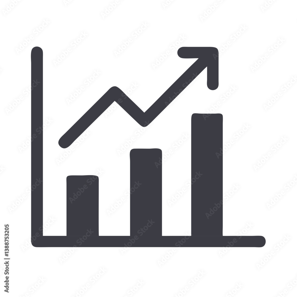 Bar Chart with Growth Arrow Icon Design