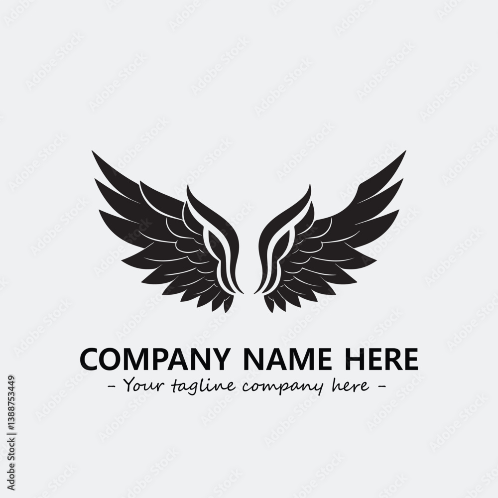 Obraz premium Wing illustration black and white for logo company vector image 