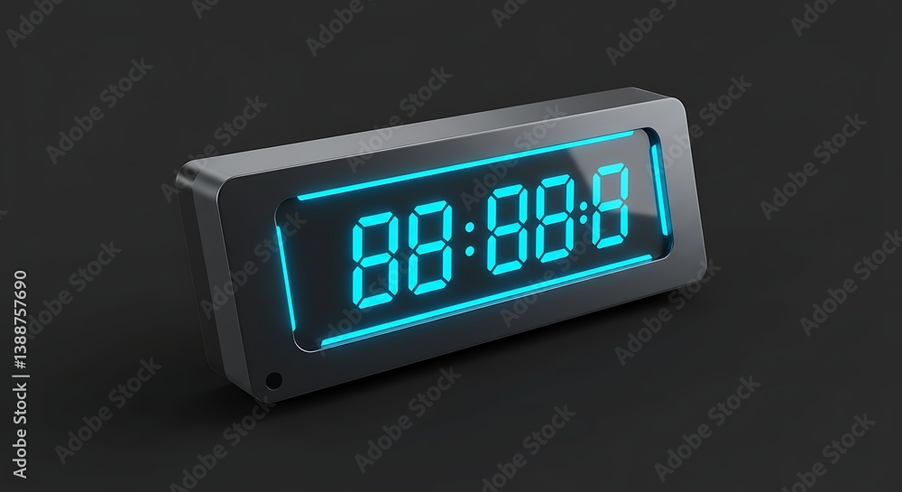 Digital Clock Displaying Numbers with Blue Neon Effect on Dark Background Digital Clock Displaying Numbers with Blue Neon Effect on Dark Background