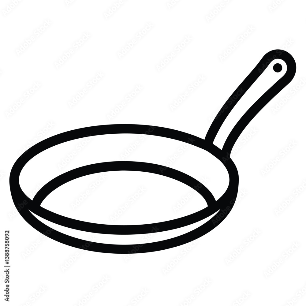 Frying Pan Vector Simple Outline. Frying Pan Vector Simple Outline.